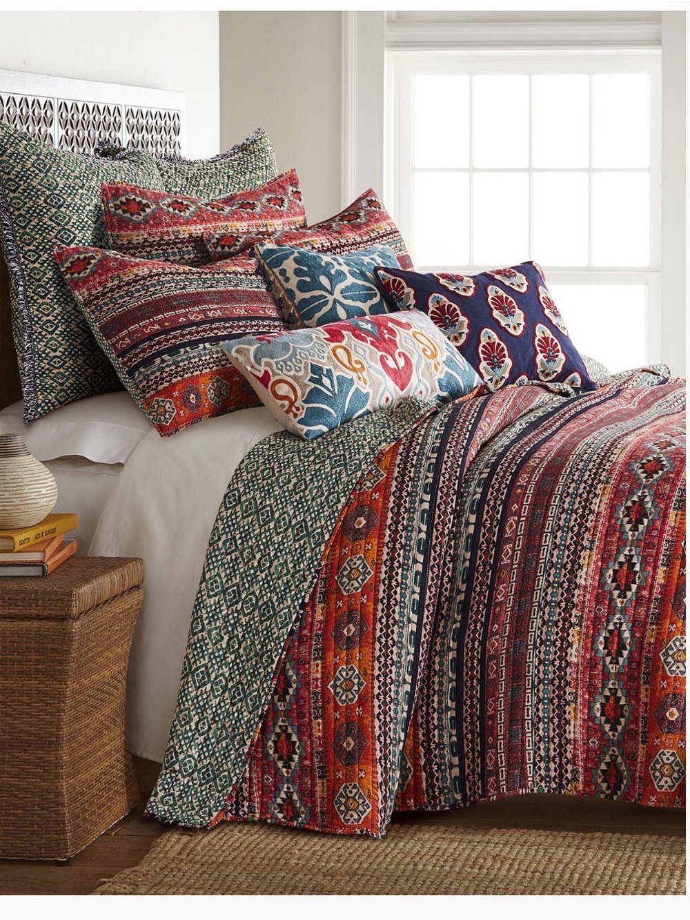 Vista Textured Multi color Reversible 3-Pc.
Quilt Set, King NEW